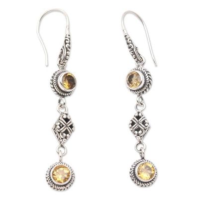 Alternate image for Citrine and Sterling Silver Dangle Earrings Double Act in Yellow