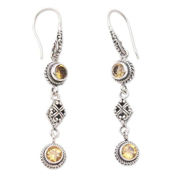 Alternate image for Citrine and Sterling Silver Dangle Earrings Double Act in Yellow