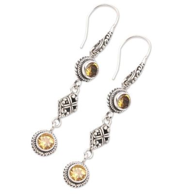 Alternate image for Citrine and Sterling Silver Dangle Earrings Double Act in Yellow