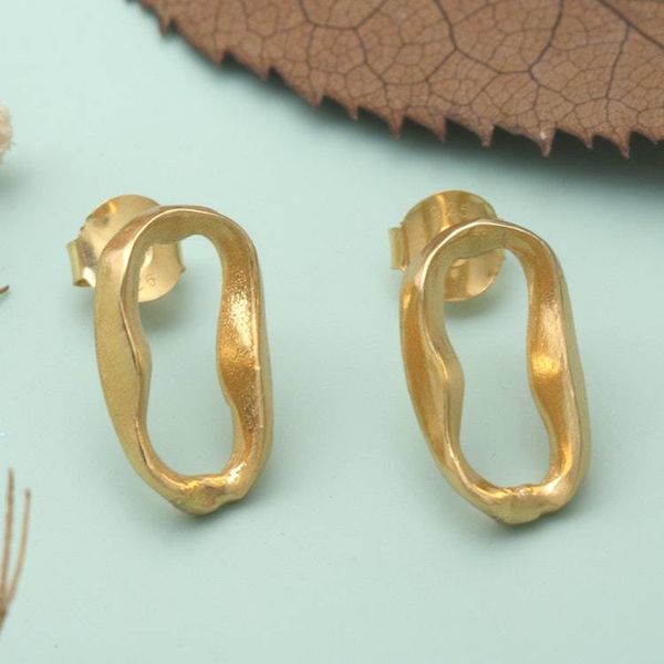 Alternate image for Avant-Garde Lake-Shaped 18k Gold-Plated Button Earrings Lake  Luxury