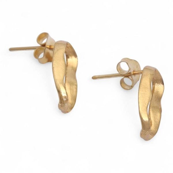 Alternate image for Avant-Garde Lake-Shaped 18k Gold-Plated Button Earrings Lake  Luxury
