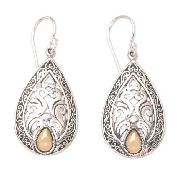 Alternate image for Gold-Accented Sterling Silver Dangle Earrings Be Here Now