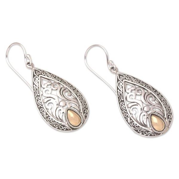 Alternate image for Gold-Accented Sterling Silver Dangle Earrings Be Here Now