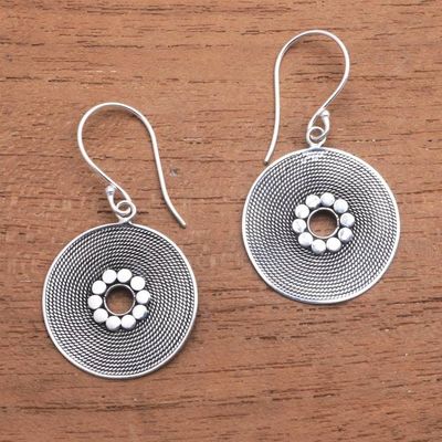 Primary image for Circular Rope Pattern Sterling Silver Dangle Earrings Mesmerizing Rope
