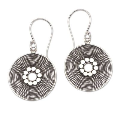 Alternate image for Circular Rope Pattern Sterling Silver Dangle Earrings Mesmerizing Rope