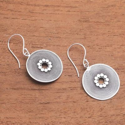 Alternate image for Circular Rope Pattern Sterling Silver Dangle Earrings Mesmerizing Rope