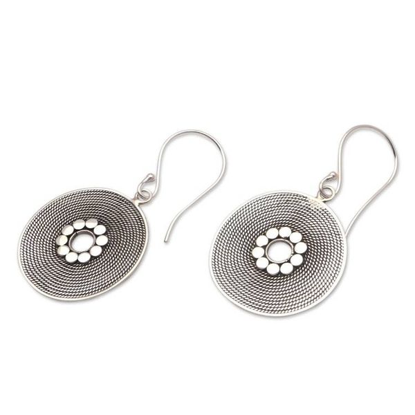 Alternate image for Circular Rope Pattern Sterling Silver Dangle Earrings Mesmerizing Rope