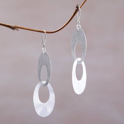 Primary image for Sterling Silver Modern Circle Dangle Earrings from Indonesia Loving Bond