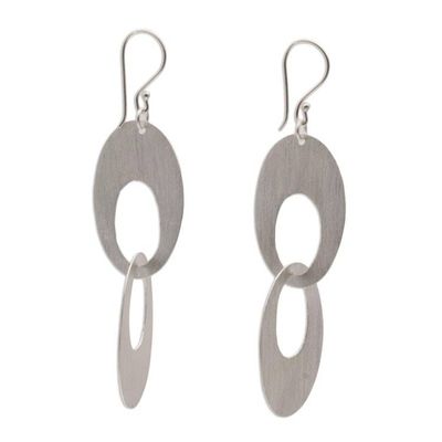 Alternate image for Sterling Silver Modern Circle Dangle Earrings from Indonesia Loving Bond