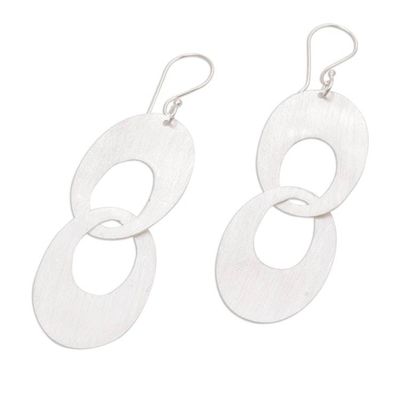 Alternate image for Sterling Silver Modern Circle Dangle Earrings from Indonesia Loving Bond