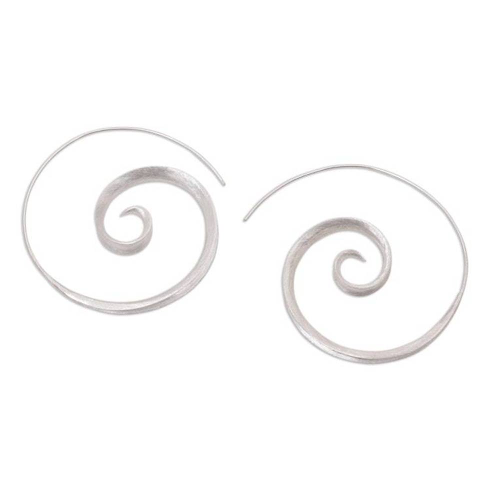 925 Sterling Silver Spiral Drop Earrings from Indonesia 'Inspiring Spirals'