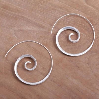 Alternate image for 925 Sterling Silver Spiral Drop Earrings from Indonesia Inspiring Spirals