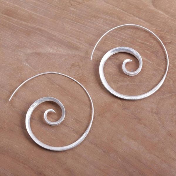 Alternate image for 925 Sterling Silver Spiral Drop Earrings from Indonesia Inspiring Spirals