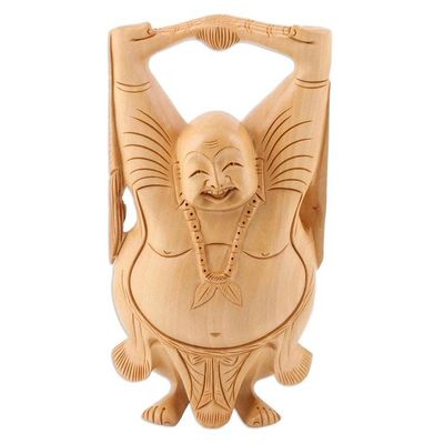 Alternate image for Indian Religious Wood Sculpture Laughing Buddha