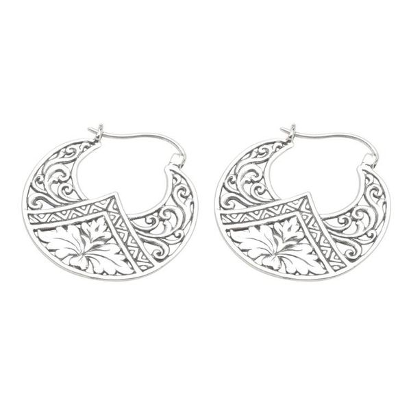 Alternate image for Sterling Silver Floral Theme Hoop Earrings from Bali Flame Flower
