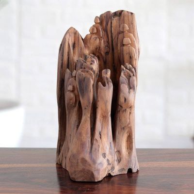 Alternate image for Original Signed Sculpture of Found and Reclaimed Teak Natures Celebration