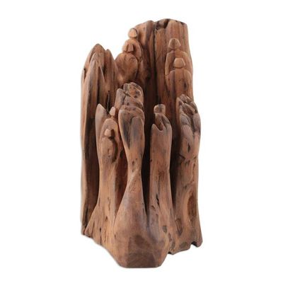 Alternate image for Original Signed Sculpture of Found and Reclaimed Teak Natures Celebration