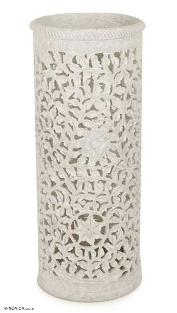 Alternate image for Handmade Jali Natural Soapstone Vase Moonlight Jasmine