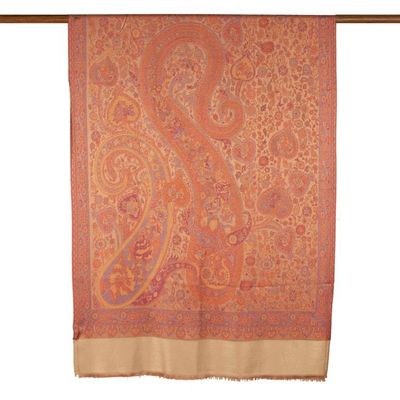 Alternate image for Orange and Beige Spring-Inspired 100 Modal Shawl from India Paisley Philharmonics