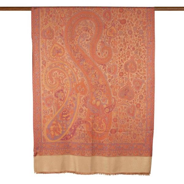 Alternate image for Orange and Beige Spring-Inspired 100 Modal Shawl from India Paisley Philharmonics