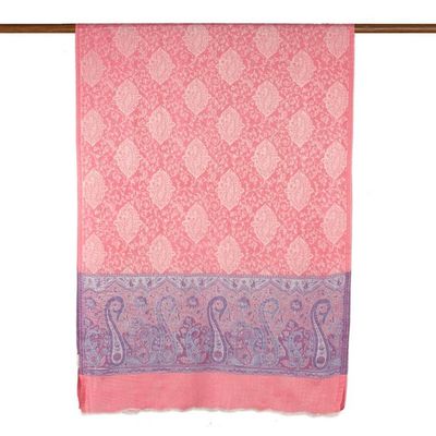 Alternate image for Classic Pink and Magenta Modal Shawl with Paisley Details Primaveral Spirit