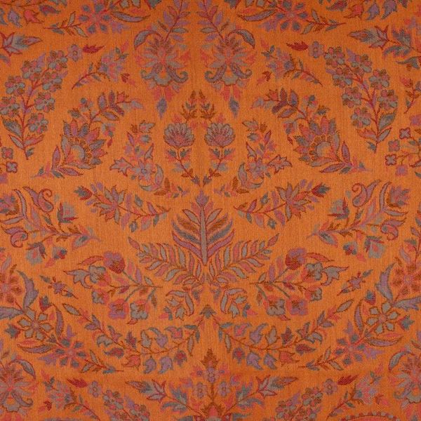 Alternate image for Paisley-Patterned Orange Hue 100 Modal Shawl with Fringes Blooming Epoch