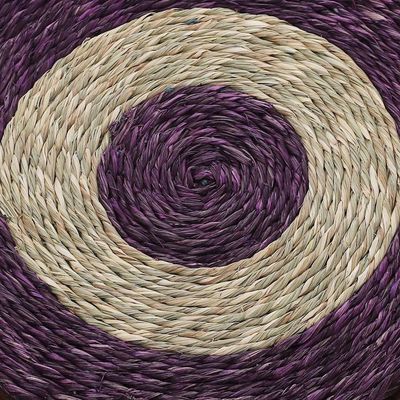 Alternate image for Set of Six Handwoven Round Purple Natural Fiber Placemats Wine Aura