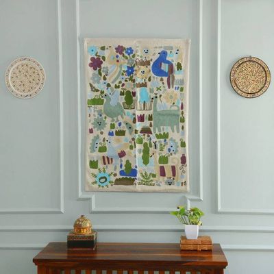 Alternate image for Chain-Stitched Wool and Cotton Wall Hanging Together Again