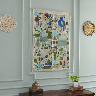 Alternate image for Chain-Stitched Wool and Cotton Wall Hanging Together Again