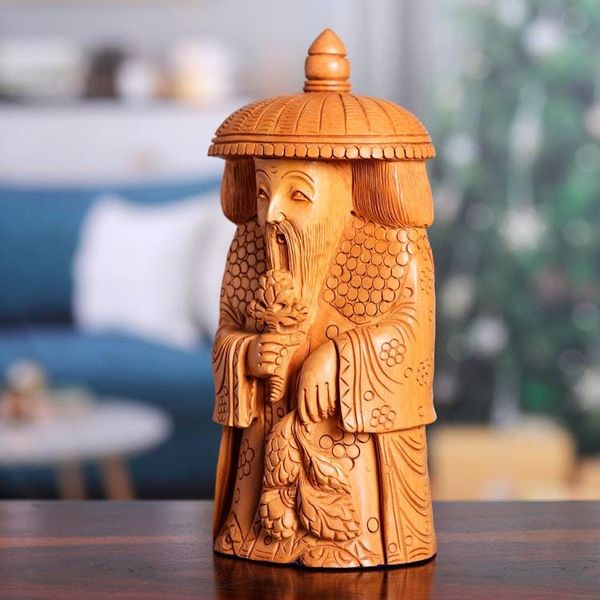 Alternate image for Hand-Carved Kadam Wood Master of Growth Sculpture Life and Growth