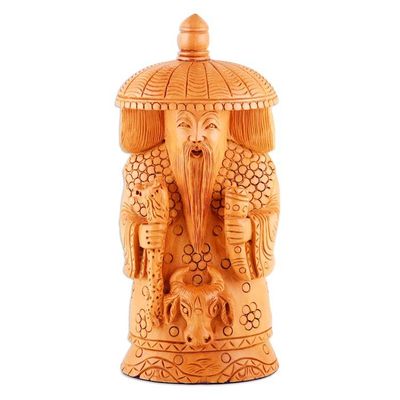 Alternate image for Hand-Carved Kadam Wood Master of Longevity Sculpture Longevity and Health