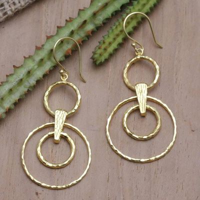 Primary image for 18k Gold-Plated Dangle Earrings with Circles from Bali Layered Circles