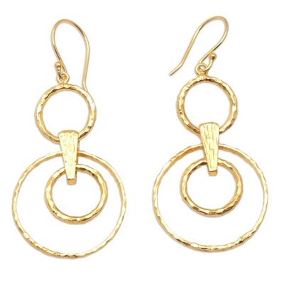 Alternate image for 18k Gold-Plated Dangle Earrings with Circles from Bali Layered Circles
