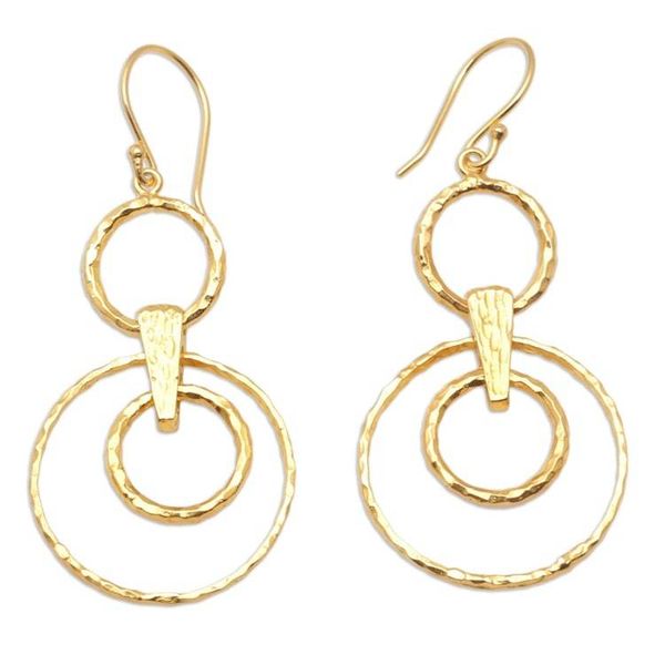 Alternate image for 18k Gold-Plated Dangle Earrings with Circles from Bali Layered Circles