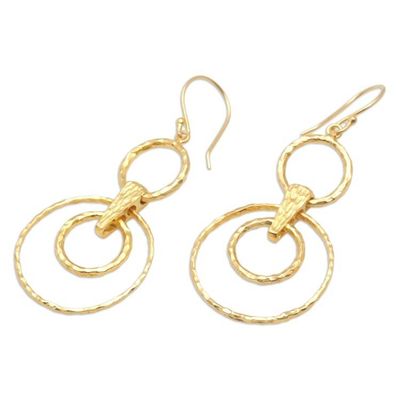 Alternate image for 18k Gold-Plated Dangle Earrings with Circles from Bali Layered Circles