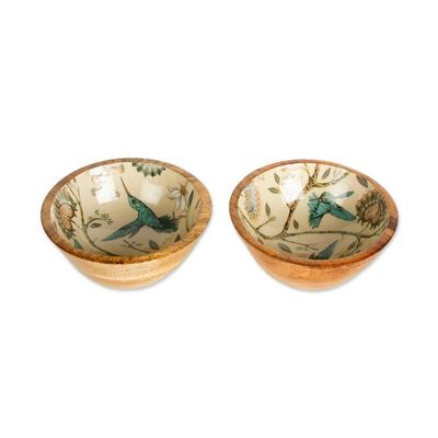 Alternate image for Nature-Themed Mango Wood Salad Bowl Spoon 4-Piece Set Refined Mother Nature