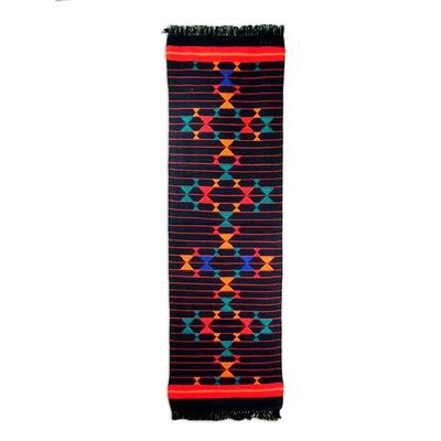 Alternate image for Handwoven Fringed Cotton Table Runner with Geometric Motifs Magical Constellations