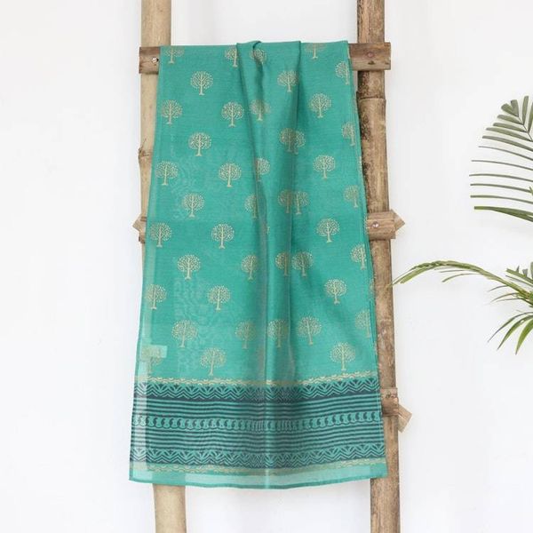 Alternate image for Block-Printed Cotton and Silk Shawl Kingdom Come