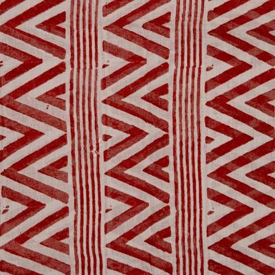 Alternate image for Chevron-Patterned Crimson Red and White 100 Cotton Scarf Crimson Rhythm