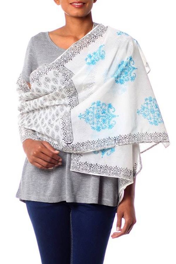 Alternate image for Cotton and silk shawl Myriad Bouquets