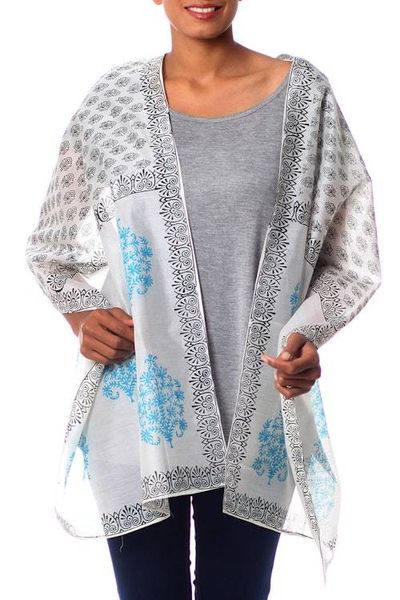 Alternate image for Cotton and silk shawl Myriad Bouquets