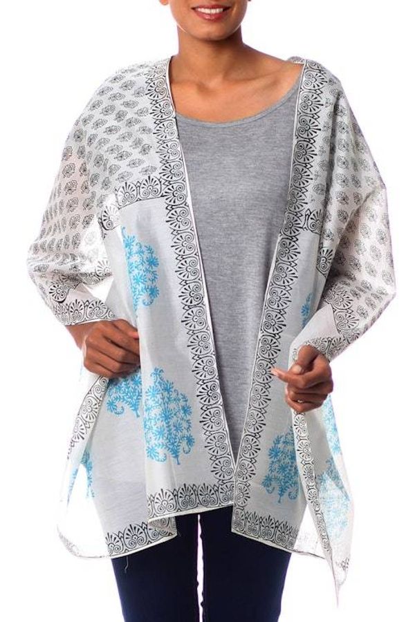 Alternate image for Cotton and silk shawl Myriad Bouquets