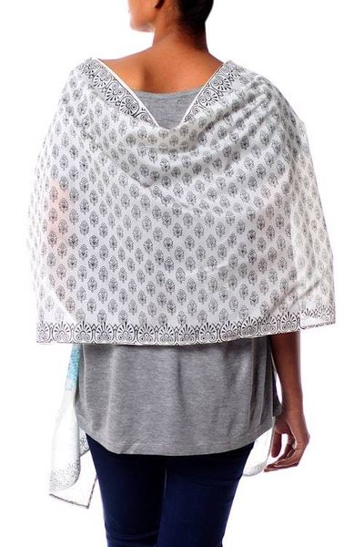 Alternate image for Cotton and silk shawl Myriad Bouquets