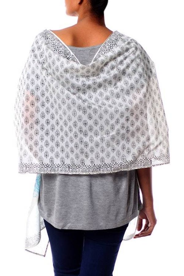 Alternate image for Cotton and silk shawl Myriad Bouquets