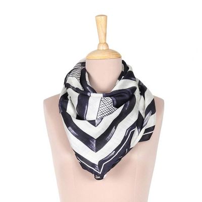 Primary image for Hand-Painted Indigo and White Geometric Triangle Silk Scarf Triangle Symphony in Navy