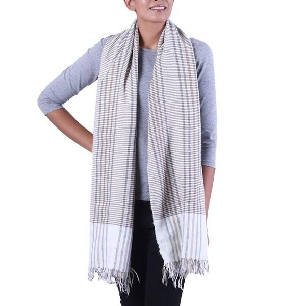 Alternate image for Wool Blend Hand Loomed Scarf from India Himalayan Paradise