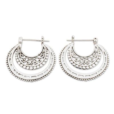 Primary image for Balinese Sterling Silver Hoop Earrings Amazing Curves