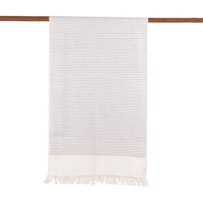 Alternate image for Hand Woven Ivory Wool Blend Striped Scarf from India Himalayan Stripes