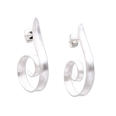 Alternate image for Spiral Motif Sterling Silver Half-Hoop Earrings from Bali Light My Fire