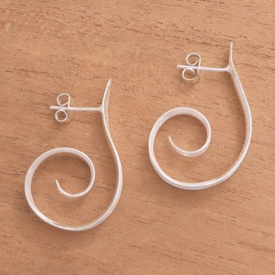 Alternate image for Spiral Motif Sterling Silver Half-Hoop Earrings from Bali Light My Fire